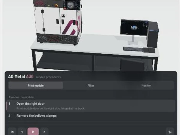 AO Metal A30 Explorer: interactive 3D view of the A30 on a lab bench