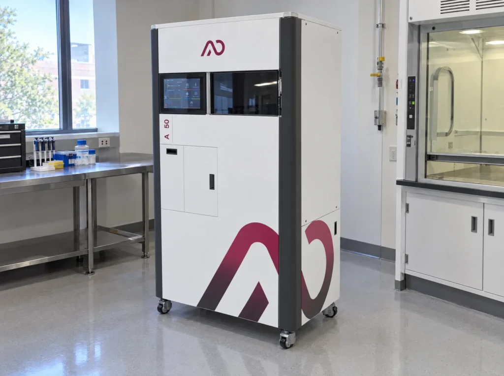 AO Metal A50 floor-standing LPBF metal 3D printer in a university materials lab